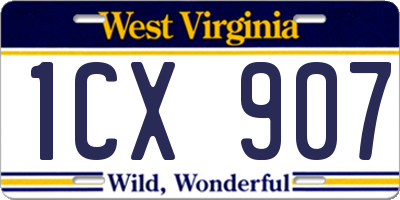 WV license plate 1CX907