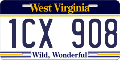 WV license plate 1CX908