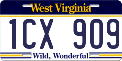 WV license plate 1CX909