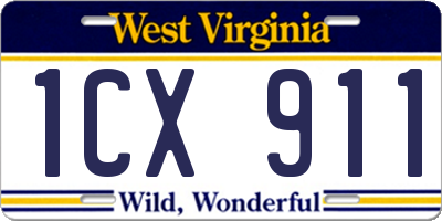 WV license plate 1CX911