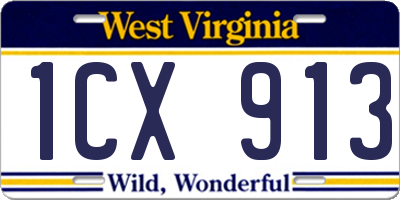 WV license plate 1CX913