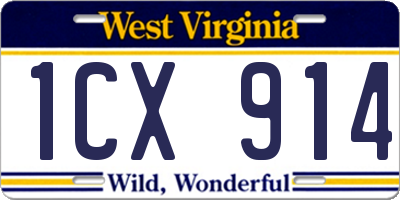 WV license plate 1CX914