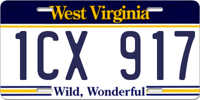 WV license plate 1CX917