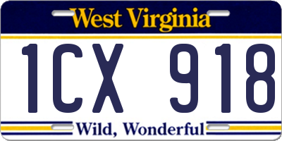 WV license plate 1CX918