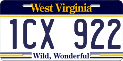 WV license plate 1CX922