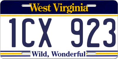 WV license plate 1CX923