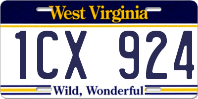 WV license plate 1CX924