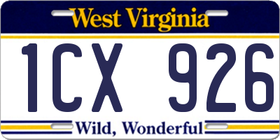 WV license plate 1CX926