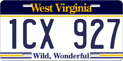 WV license plate 1CX927