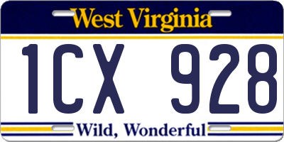 WV license plate 1CX928
