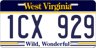 WV license plate 1CX929