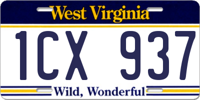 WV license plate 1CX937