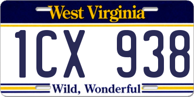 WV license plate 1CX938