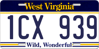 WV license plate 1CX939