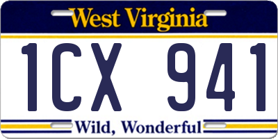 WV license plate 1CX941