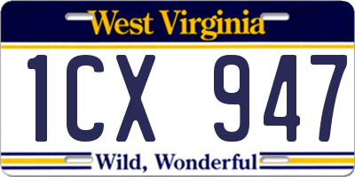 WV license plate 1CX947