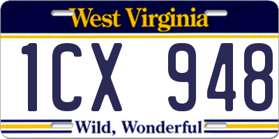 WV license plate 1CX948