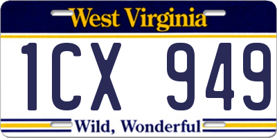 WV license plate 1CX949