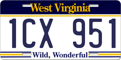 WV license plate 1CX951