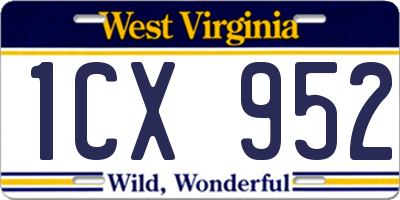 WV license plate 1CX952