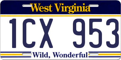 WV license plate 1CX953