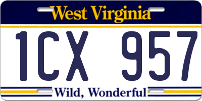 WV license plate 1CX957