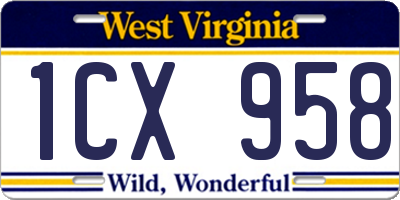 WV license plate 1CX958