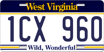 WV license plate 1CX960
