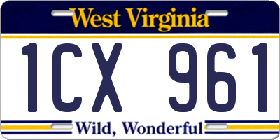 WV license plate 1CX961