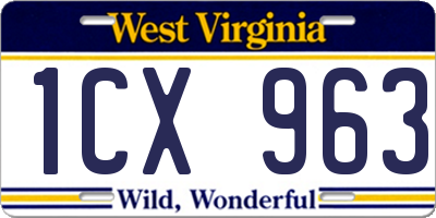 WV license plate 1CX963