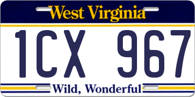 WV license plate 1CX967