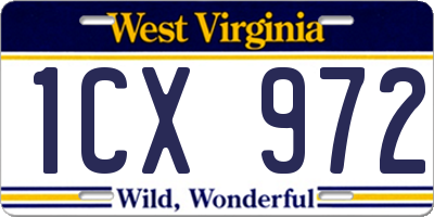 WV license plate 1CX972