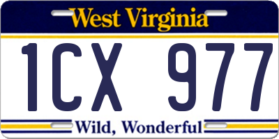 WV license plate 1CX977