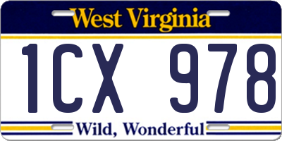 WV license plate 1CX978