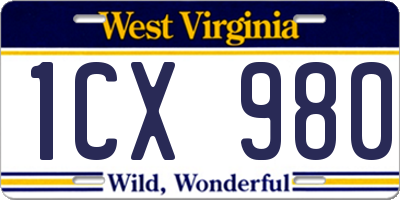 WV license plate 1CX980