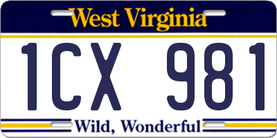 WV license plate 1CX981