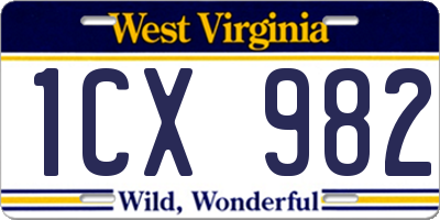 WV license plate 1CX982