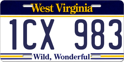 WV license plate 1CX983