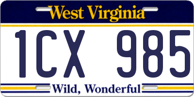 WV license plate 1CX985