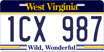 WV license plate 1CX987