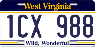 WV license plate 1CX988