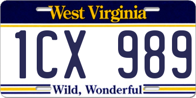 WV license plate 1CX989