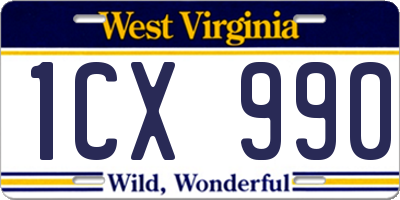 WV license plate 1CX990
