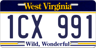 WV license plate 1CX991