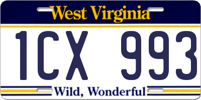 WV license plate 1CX993