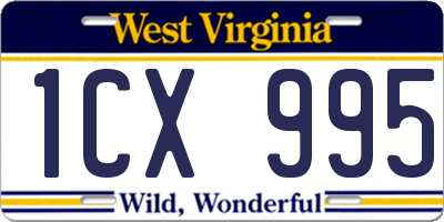 WV license plate 1CX995