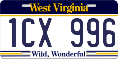 WV license plate 1CX996