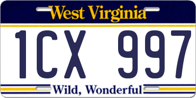 WV license plate 1CX997