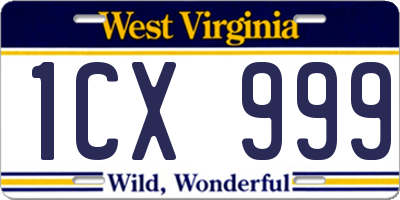 WV license plate 1CX999