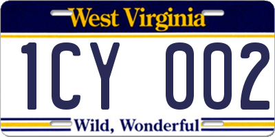 WV license plate 1CY002